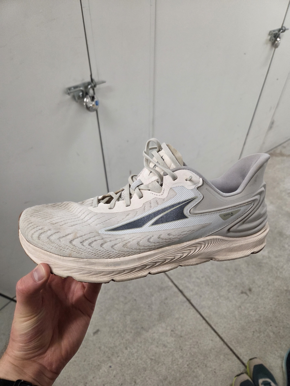Altra Torin 6 Running Shoe in Light Gray and Cream